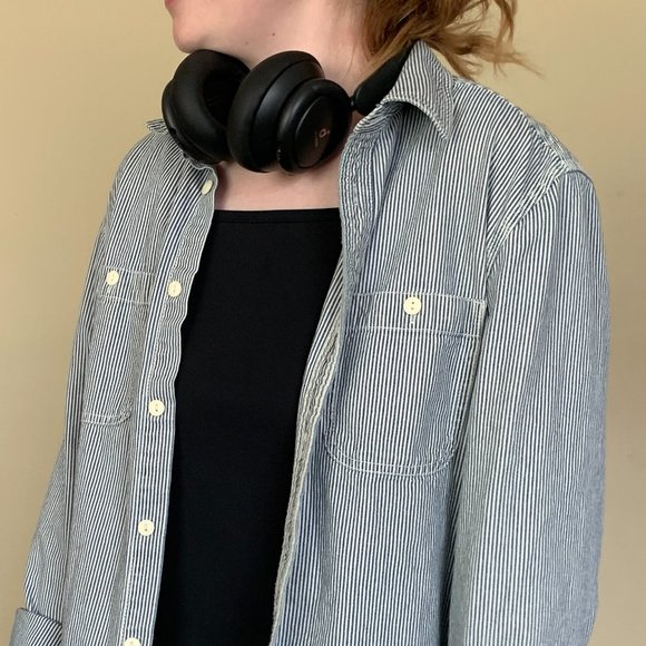 Navy Striped Button-up - Picture 3 of 11